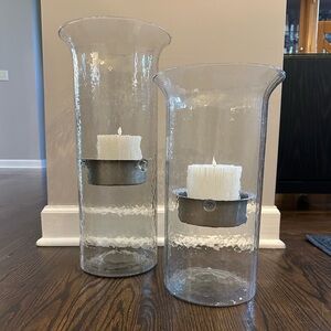 Source Unknown Gray and Silver Candle Holders Modern Accents